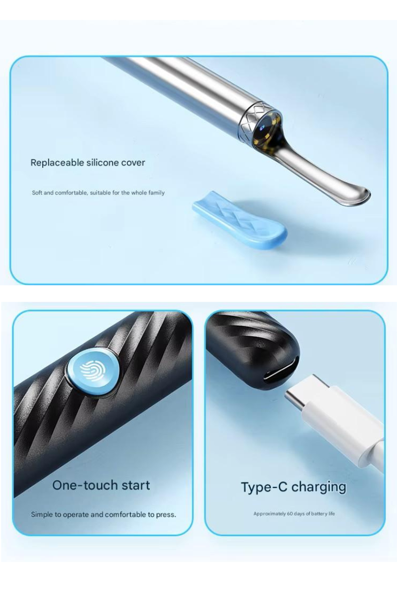 Wireless Ear Cleaning Camera – Rechargeable HD Ear Wax Removal Tool with LED Light & Silicone Tips