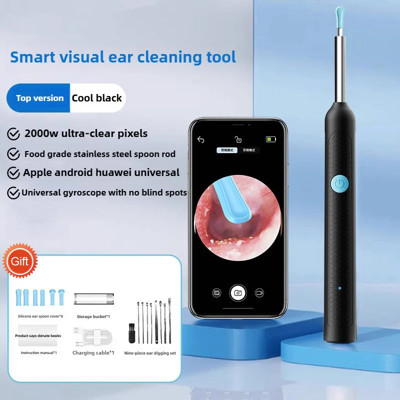 Wireless Ear Cleaning Camera – Rechargeable HD Ear Wax Removal Tool with LED Light & Silicone Tips